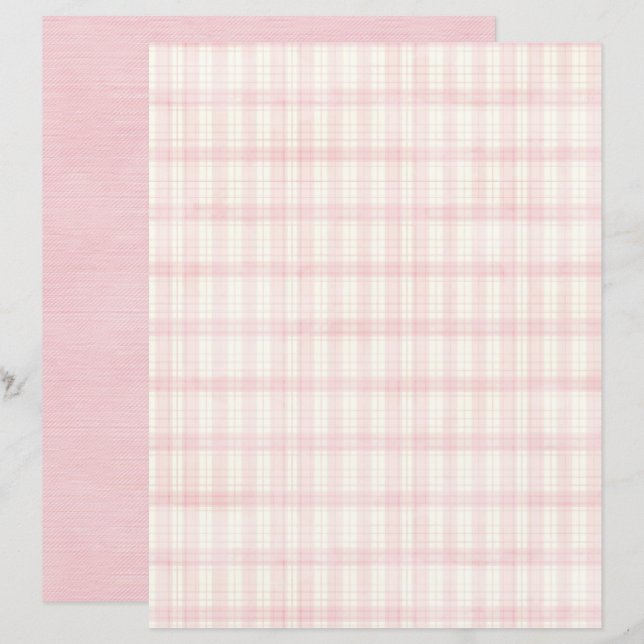 Vintage Coquette Plaid Scrapbook Paper (Front/Back)