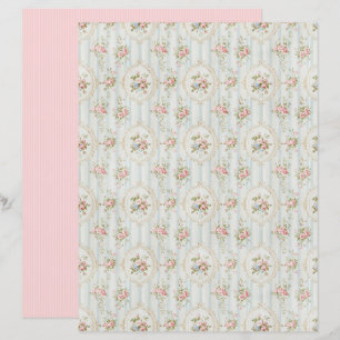 Vintage Coquette Rose Floral Paper Sheet