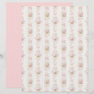 Vintage Coquette Rose Floral Paper Sheet