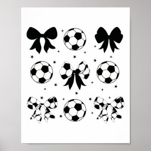Vintage Coquette Soccer Bow Cheer Soccer Mama Poster