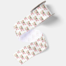 Vintage Coquette Watercolor Pink Rose & Bow Patter