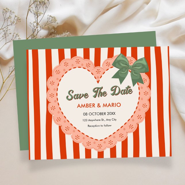 Vintage coquette wedding save the date (Creator Uploaded)