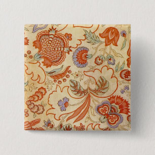 Vintage Coral Pattern Floral Paisley 15 Cm Square Badge