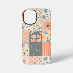 Vintage Coral Peach Sage Floral Patchwork iPhone 12 Mini Case