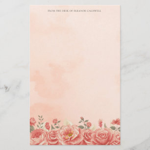Vintage Coral Roses Personalised Peach Wedding Stationery