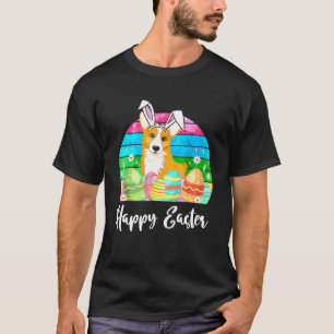 Vintage Corgi Costume Cute Easter Bunny Eggs T-Shirt