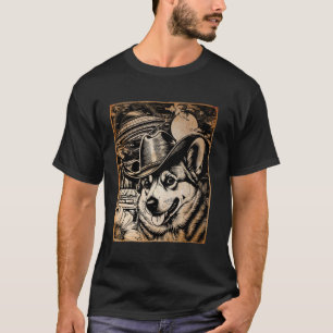 Vintage Corgi Cowboy UFO 90s Western Funny Rodeo M T-Shirt