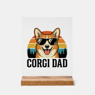 Vintage Corgi Dad Engraving Dog Lover Shirt Design Acrylic Sign