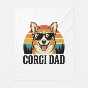 Vintage Corgi Dad Engraving Dog Lover Shirt Design Fleece Blanket