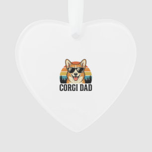 Vintage Corgi Dad Engraving Dog Lover Shirt Design Ornament