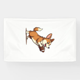 Vintage Corgi Football Dog Illustration Retro Spor Banner
