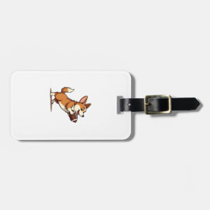 Vintage Corgi Football Dog Illustration Retro Spor Luggage Tag