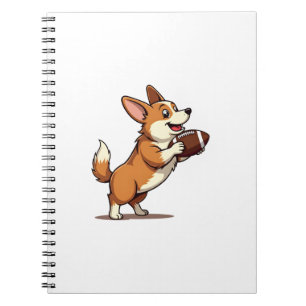 Vintage Corgi Football Dog Illustration Retro Spor Notebook