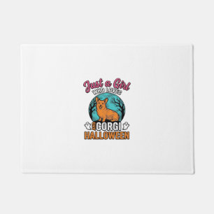 Vintage Corgi Halloween Girl Dog Lover Shirt Desig Doormat