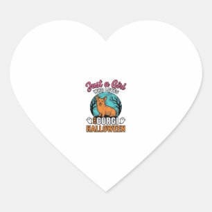 Vintage Corgi Halloween Girl Dog Lover Shirt Desig Heart Sticker