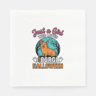 Vintage Corgi Halloween Girl Dog Lover Shirt Desig Napkin