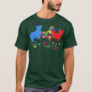 Vintage Corgi Puzzle Autism Awareness Dog Lover T-Shirt