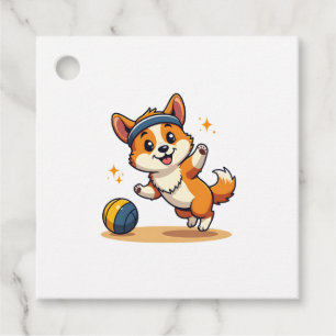 Vintage Corgi Volleyball Dog Vector Illustration S Favour Tags