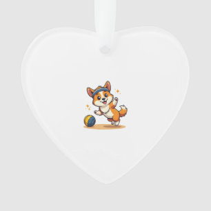 Vintage Corgi Volleyball Dog Vector Illustration S Ornament