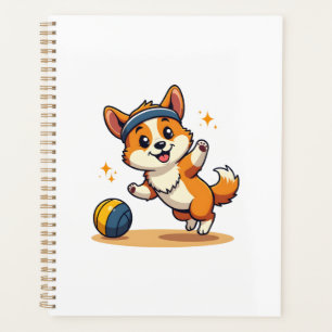 Vintage Corgi Volleyball Dog Vector Illustration S Planner