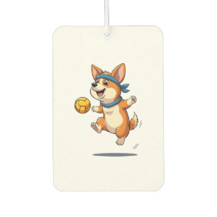 Vintage Corgi Volleyball Illustration Cute Dog Ath Car Air Freshener