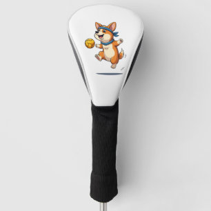 Vintage Corgi Volleyball Illustration Cute Dog Ath Golf Head Cover