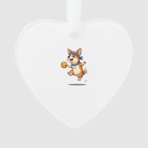 Vintage Corgi Volleyball Illustration Cute Dog Ath Ornament