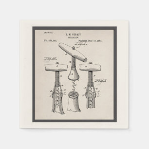 Vintage Corkscreww Illustration Napkin
