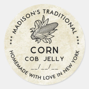 Vintage corn cob jelly sticker with cob symbol