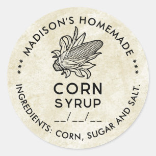 Vintage corn syrup label with black and white cobs