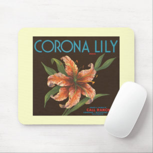 Vintage Corona Lily California Fruit Crate Label Mouse Pad