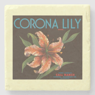 Vintage Corona Lily California Fruit Crate Label Stone Coaster