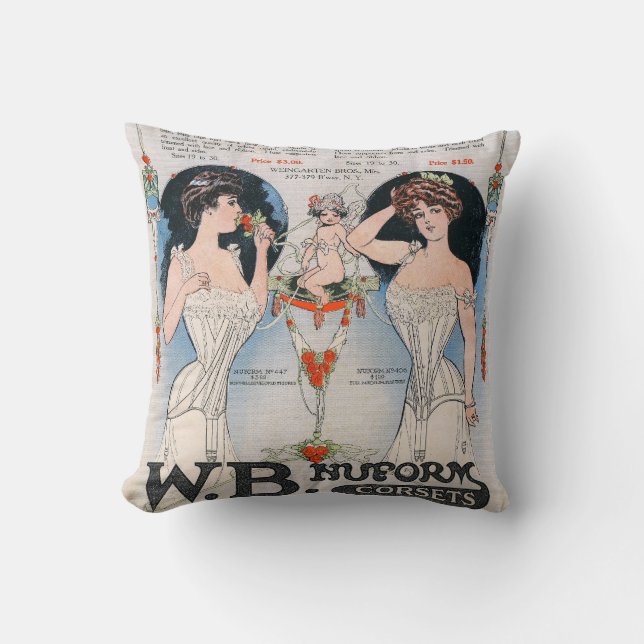 Vintage Corset Ad Pillow (Front)