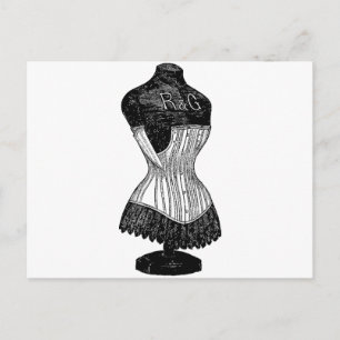 Vintage Corset dress form Postcard