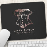 Vintage Corset Logo Lingerie Boutique Mouse Pad<br><div class="desc">Vintage Corset Logo Lingerie Boutique Mouse Pad. This elegant modern trendy business design features a rose gold vintage corset on a solid black background. Perfect for a lingerie boutique,  boudoir photographer and more!</div>