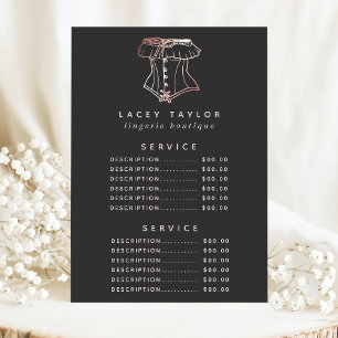 Vintage Corset Logo Lingerie Service Price Menu