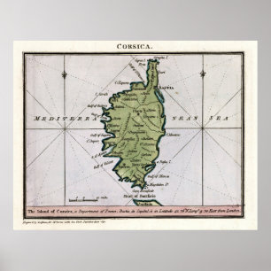 Vintage Corsica France Map (1801) Poster