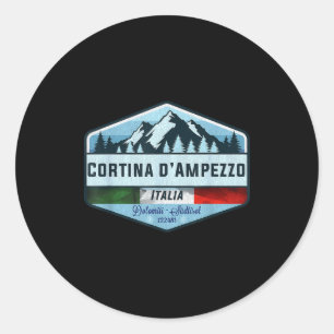 Vintage cortina d ampezzo italy italia ski skiing classic round sticker