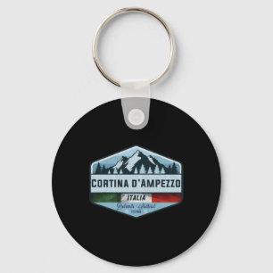 Vintage Cortina D Ampezzo Italy Italia Ski Skiing Key Ring