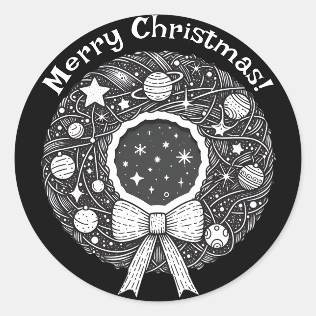 Vintage Cosmic Ornament Wreath Sticker (Front)