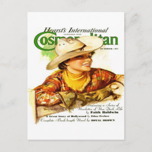 Vintage Cosmopolitan Magazine Cover (Cowgirl) Postcard