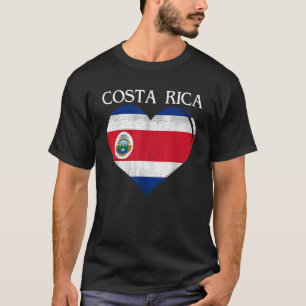 Vintage Costa Rica Flag Heart For Costa Rican T Sh T-Shirt
