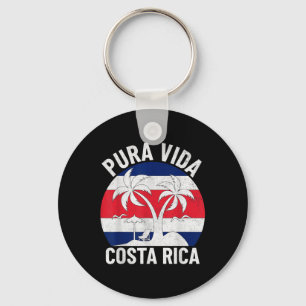 Vintage Costa Rica Flag Pura Vida Beach Summer Vac Key Ring