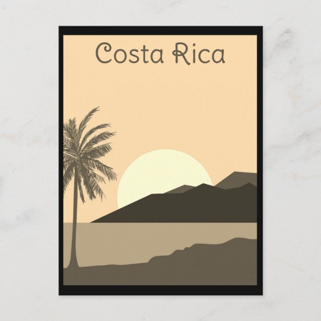 Vintage Costa Rica Tropical Beach Retro Travel Postcard (Front)