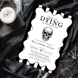 Vintage Costumes Cocktails Skull  Halloween Party Invitation