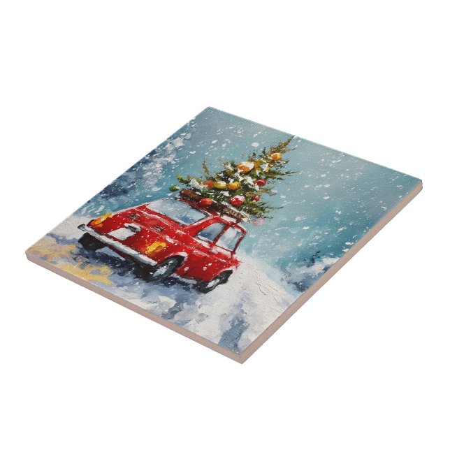 Vintage Cosy Christmas Ceramic Tile (Side)