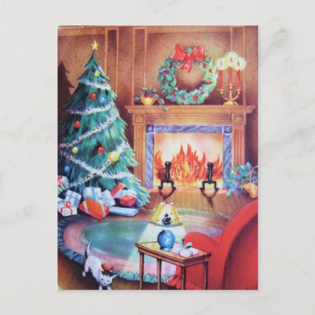 Vintage Cosy Holiday Postcard (Front)