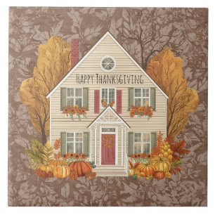 Vintage, Cosy House With Thanksgiving Tradition, Ceramic Tile