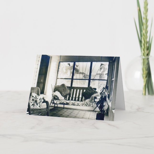Vintage Cosy Porch Holiday Card (Front)