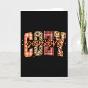 Vintage Cosy Season Fall Thanksgiving Vibes Leopar Card
